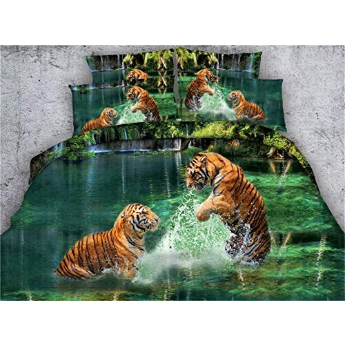 Housse de couette Tigre vert 90x190 cm 100x135 cm 120x150 cm 160x200 cm 220x240 cm variant 0 