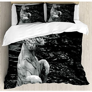 Housse de couette Tigre gris anthracite gris pâle 220x220 cm