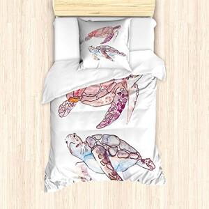 Housse de couette Tortue rose fuchsia 135x200 cm