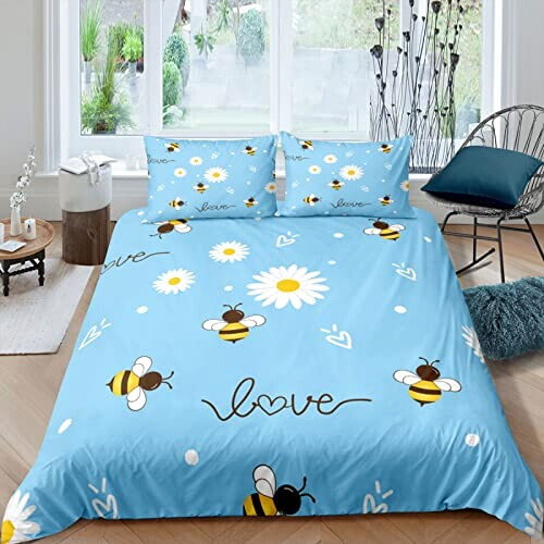 Housse de couette Abeille bleue 90x190 cm