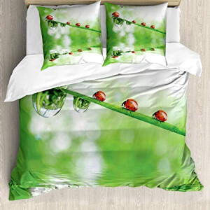 Housse de couette Coccinelle rouge vert 155x220 cm