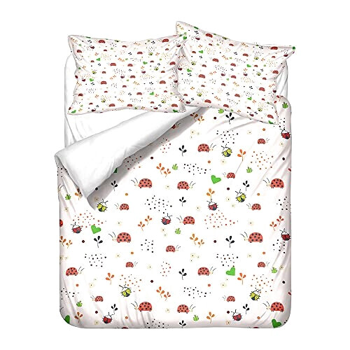 Housse de couette Coccinelle amour vert 90x190 cm 140x200 cm 200x200 cm 220x240 cm 240x260 cm