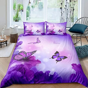 Housse de couette Papillon motif violet 140x200 cm
