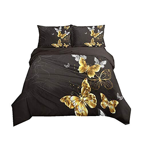 Housse de couette Papillon or 140x200 cm 200x200 cm 220x240 cm