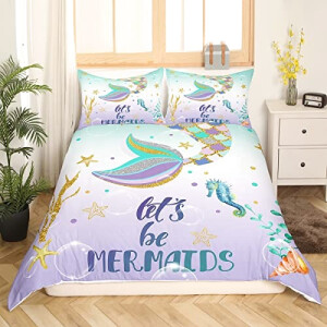 Housse de couette Sirène multicolore 140x200 cm 200x200 cm 220x240 cm 240x260 cm