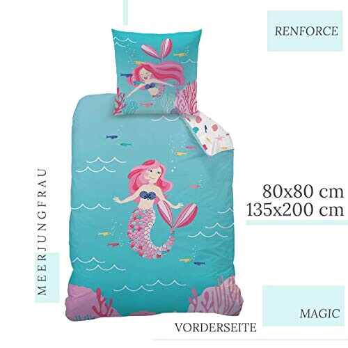 Housse de couette Sirène türkis rosa 135x200 cm variant 0 