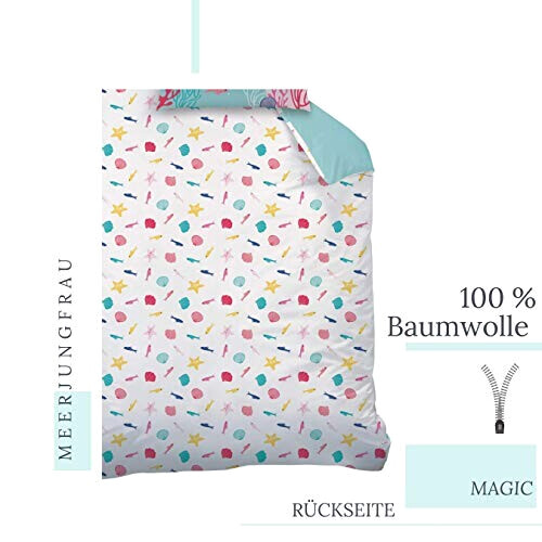 Housse de couette Sirène türkis rosa 135x200 cm variant 1 