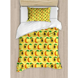 Housse de couette Abricot pastel jaune orange et vert 130x200 cm
