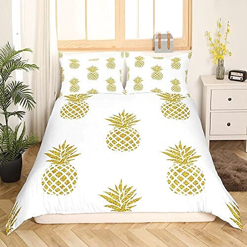 Housse de couette Ananas jaune 90x190 cm