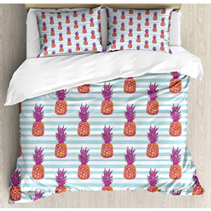 Housse de couette Ananas magenta orange 200x200 cm