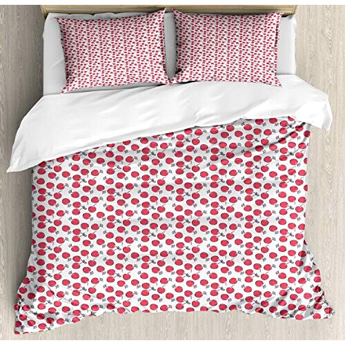 Housse de couette Cerise sombre corail gris anthracite 220x220 cm