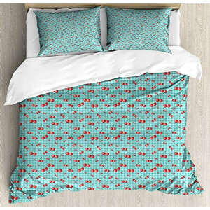 Housse de couette Cerise aqua vermillion 130x200 cm
