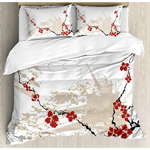 Housse de couette Cerise beige blanc rouge