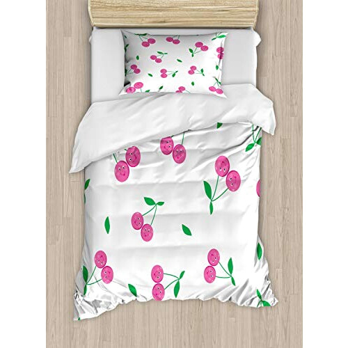 Housse de couette Cerise rose vert 130x200 cm