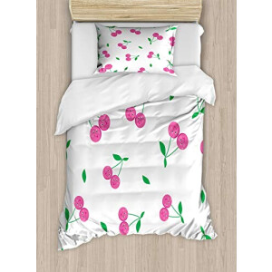 Housse de couette Cerise rose vert 130x200 cm