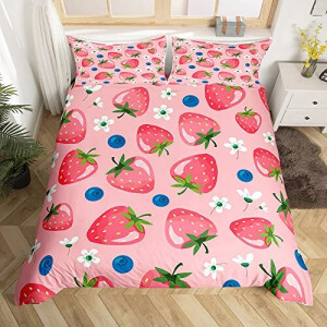 Housse de couette Fraise multicolore 140x200 cm 200x200 cm 220x240 cm