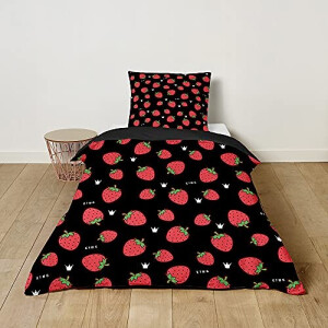 Housse de couette Fraise noir 100x135 cm
