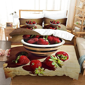 Housse de couette Fraise style- 135x200 cm 200x200 cm 220x240 cm