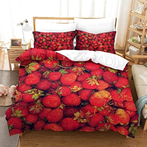 Housse de couette Fraise style- 135x200 cm 200x200 cm 220x240 cm