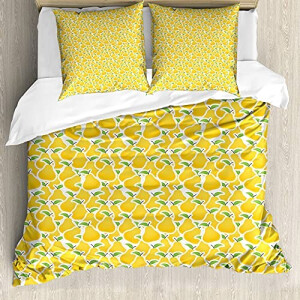 Housse de couette Poire moutarde lime vert 155x220 cm