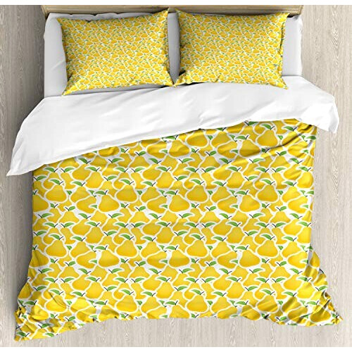 Housse de couette Poire moutarde lime vert 200x200 cm