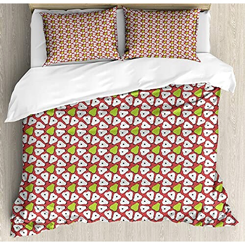 Housse de couette Poire corail noir vert pomme 130x200 cm