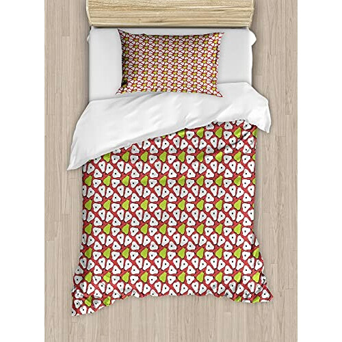 Housse de couette Poire corail noir vert pomme 130x200 cm variant 1 