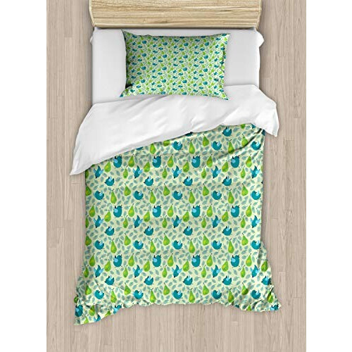 Housse de couette Poire vert bleu pâle 130x200 cm