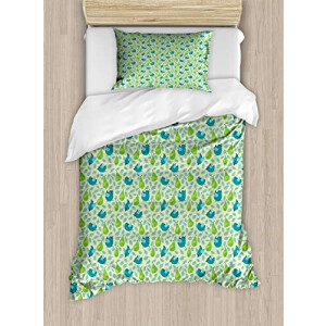 Housse de couette Poire vert bleu pâle 130x200 cm