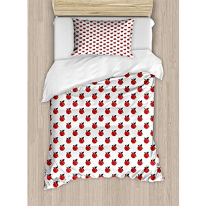 Housse de couette Pomme vert olive vert foncé 130x200 cm