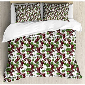 Housse de couette Raisin framboise et vert réséda 130x200 cm