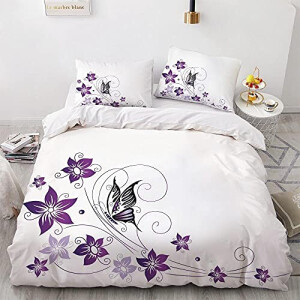 Housse de couette Violette - Fleur - s s et papillons 240x260 cm