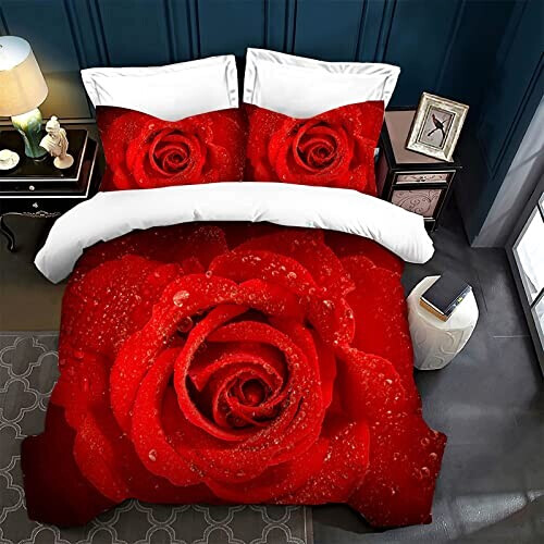 Housse de couette Rose - Fleur -  rouge 135x200 cm 200x200 cm 220x240 cm variant 2 