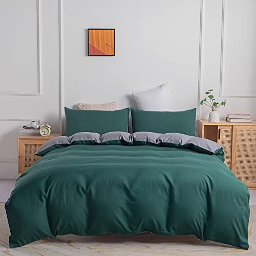 Housse de couette vert foncé gris 200x200 cm variant 0 