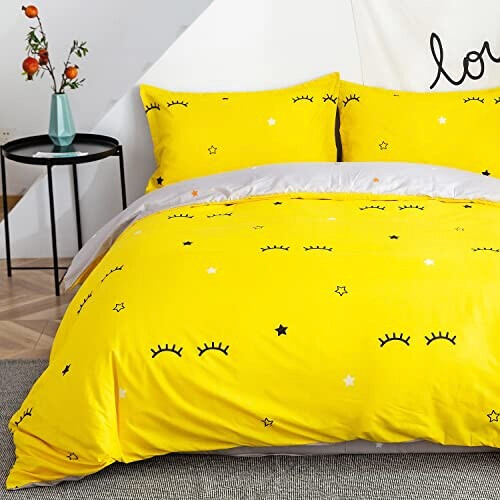 Housse de couette jaune cils s 220x240 cm