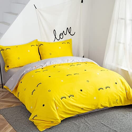 Housse de couette jaune cils s 220x240 cm variant 1 