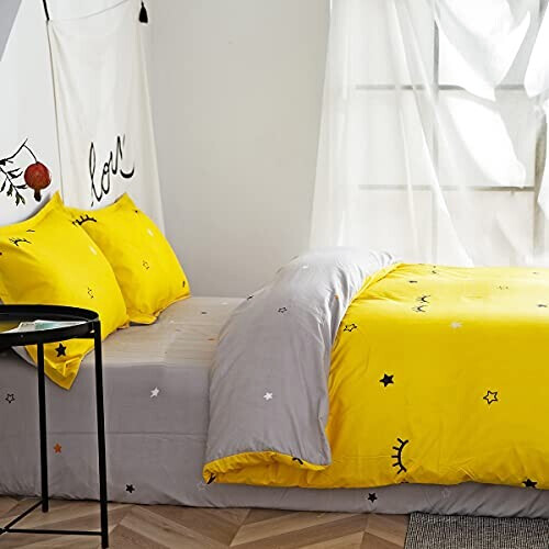 Housse de couette jaune cils s 220x240 cm variant 2 