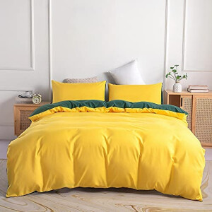 Housse de couette jaune / sarcelle 140x200 cm