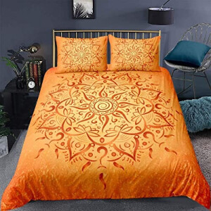 Housse de couette orange mandala 240x260 cm
