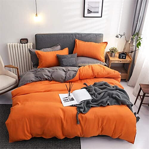 Housse de couette orange /gris 220x240 cm