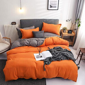 Housse de couette orange et gris 220x240 cm